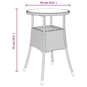 vidaXL 3 Piece Garden Bistro Set with Cushions Brown Poly Rattan