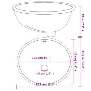 vidaXL Bathroom Sink White 38.5x33.5x19 cm Oval Ceramic