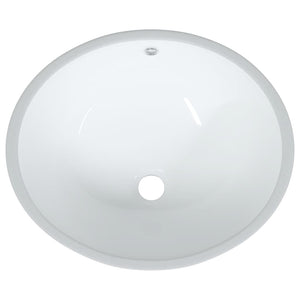 vidaXL Bathroom Sink White 47x39x21 cm Oval Ceramic