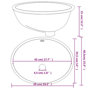 vidaXL Bathroom Sink White 49x40.5x21 cm Oval Ceramic