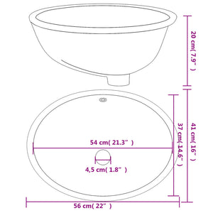 vidaXL Bathroom Sink White 56x41x20 cm Oval Ceramic