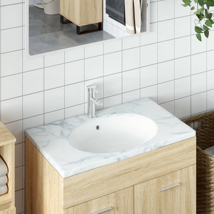 vidaXL Bathroom Sink White 56x41x20 cm Oval Ceramic