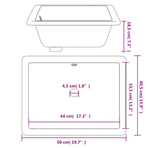 vidaXL Bathroom Sink White 50x40.5x18.5 cm Rectangular Ceramic