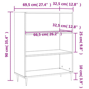 vidaXL Bookcase White 69.5x32.5x90 cm Engineered Wood