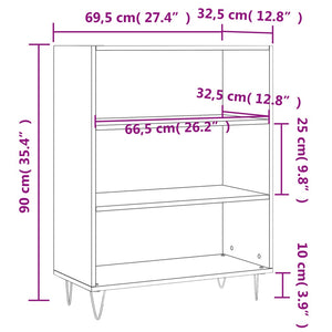 vidaXL Bookcase Grey Sonoma 69.5x32.5x90 cm Engineered Wood