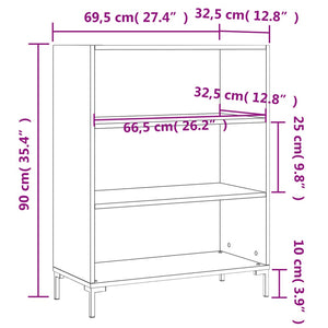 vidaXL Bookcase Black 69.5x32.5x90 cm Engineered Wood