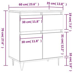 vidaXL Sideboard Brown Oak 60x35x70 cm Engineered Wood