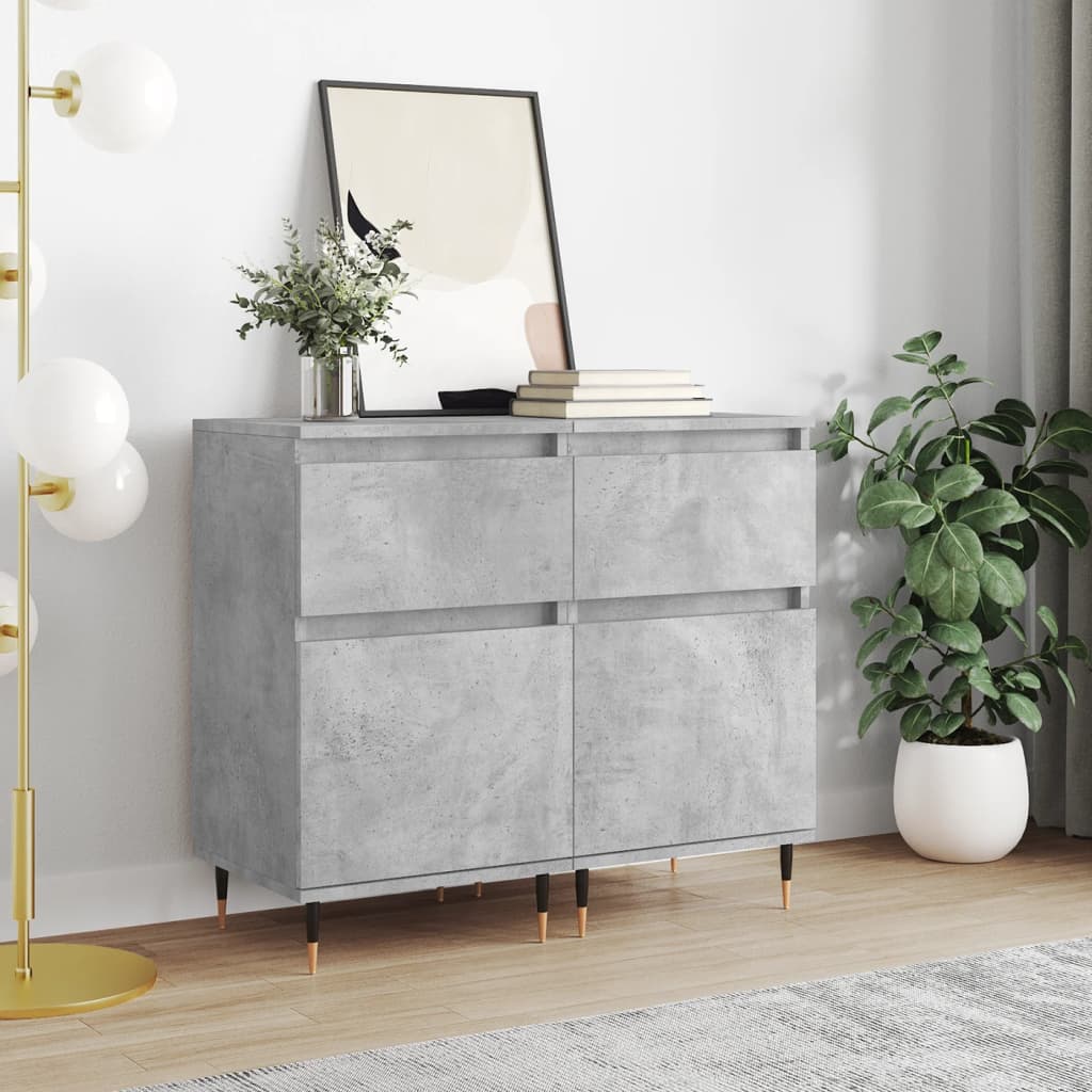 vidaXL Sideboards 2 pcs Concrete Grey 40x35x70 cm Engineered Wood