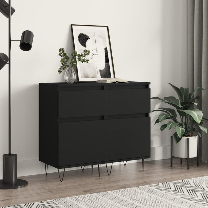 vidaXL Sideboards 2 pcs Black 40x35x70 cm Engineered Wood