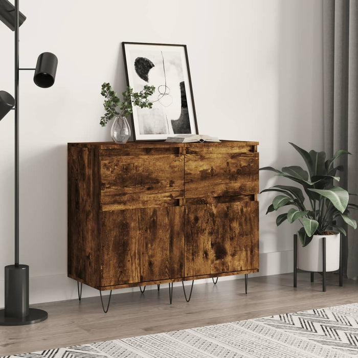 vidaXL Sideboards 2 pcs Smoked Oak 40x35x70 cm Engineered Wood