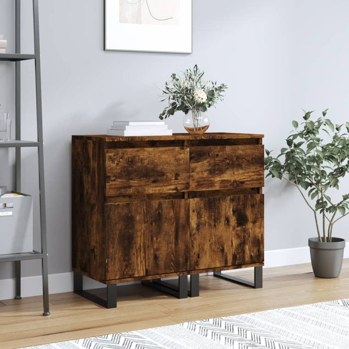 vidaXL Sideboards 2 pcs Smoked Oak 40x35x70 cm Engineered Wood