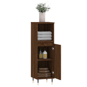 vidaXL Bathroom Cabinet Brown Oak 30x30x100 cm Engineered Wood