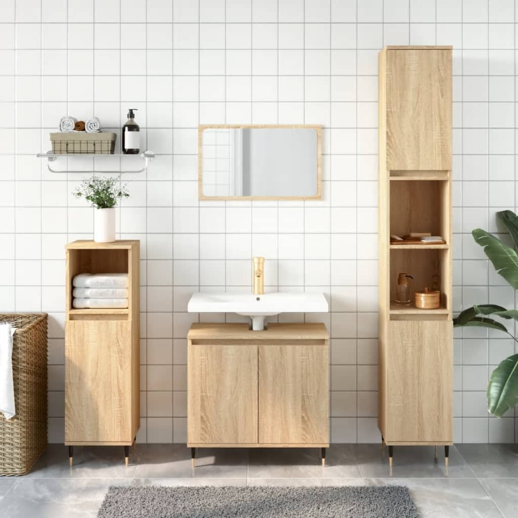 vidaXL Bathroom Cabinet Sonoma Oak 58x33x60 cm Engineered Wood