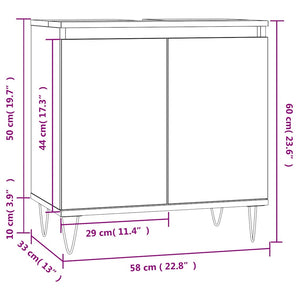 vidaXL Bathroom Cabinet High Gloss White 58x33x60 cm Engineered Wood