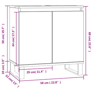 vidaXL Bathroom Cabinet Smoked Oak 58x33x60 cm Engineered Wood