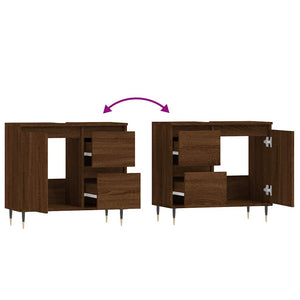 vidaXL Bathroom Cabinet Brown Oak 65x33x60 cm Engineered Wood