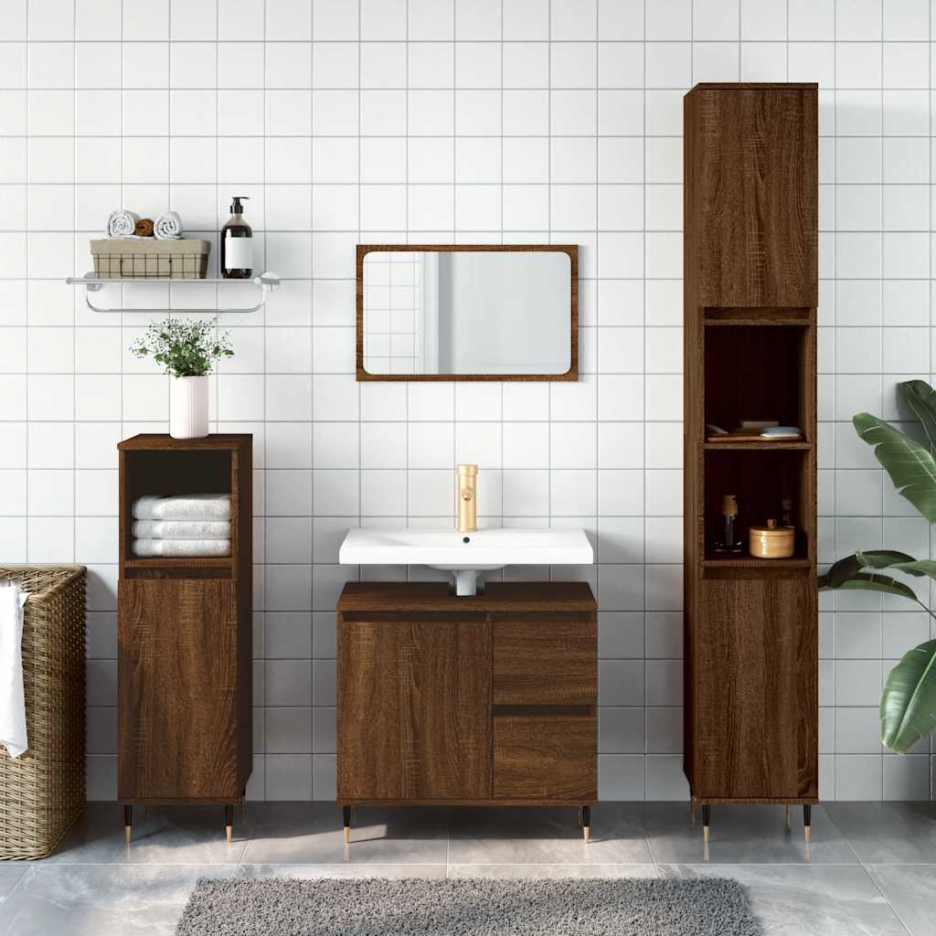 vidaXL Bathroom Cabinet Brown Oak 65x33x60 cm Engineered Wood