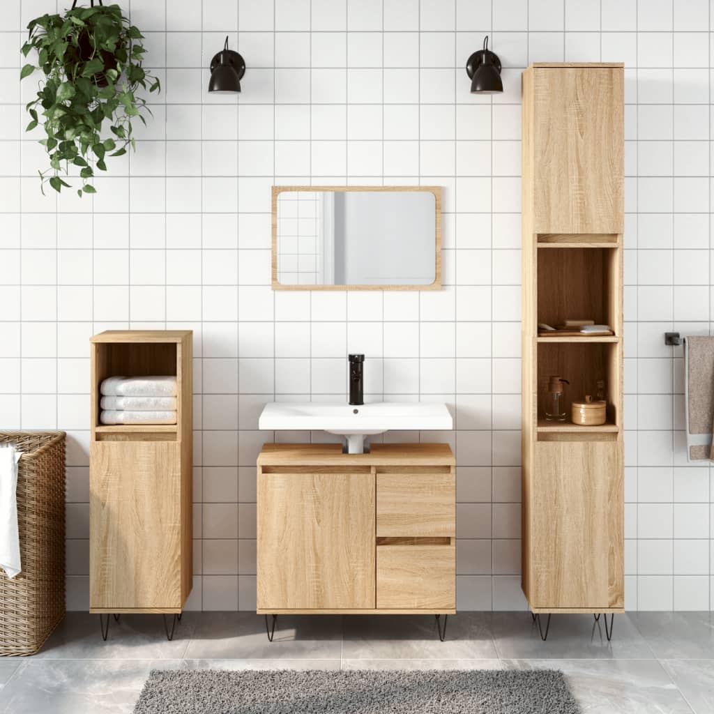 vidaXL Bathroom Cabinet Sonoma Oak 65x33x60 cm Engineered Wood