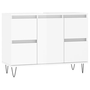 vidaXL Bathroom Cabinet High Gloss White 80x33x60 cm Engineered Wood