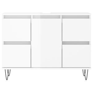 vidaXL Bathroom Cabinet High Gloss White 80x33x60 cm Engineered Wood