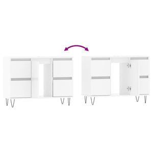 vidaXL Bathroom Cabinet High Gloss White 80x33x60 cm Engineered Wood