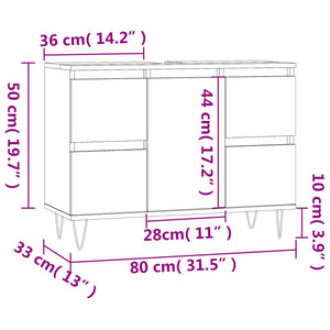 vidaXL Bathroom Cabinet Grey Sonoma 80x33x60 cm Engineered Wood