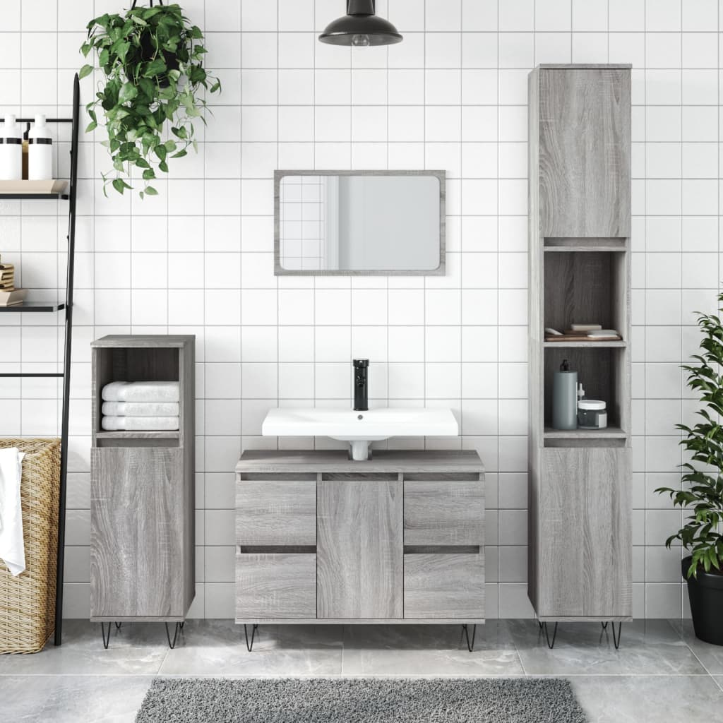 vidaXL Bathroom Cabinet Grey Sonoma 80x33x60 cm Engineered Wood