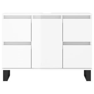 vidaXL Bathroom Cabinet High Gloss White 80x33x60 cm Engineered Wood