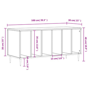 vidaXL Record Cabinet Smoked Oak 100x38x48 cm Engineered Wood