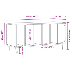 vidaXL Record Cabinet High Gloss White 100x38x48 cm Engineered Wood