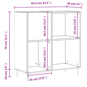 vidaXL Record Cabinet Black 84.5x38x89 cm Engineered Wood