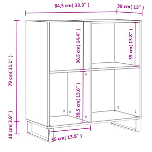 vidaXL Record Cabinet Smoked Oak 84.5x38x89 cm Engineered Wood