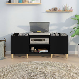 vidaXL Record Cabinet Black 121x38x48 cm Engineered Wood