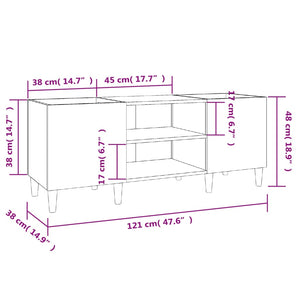 vidaXL Record Cabinet Black 121x38x48 cm Engineered Wood