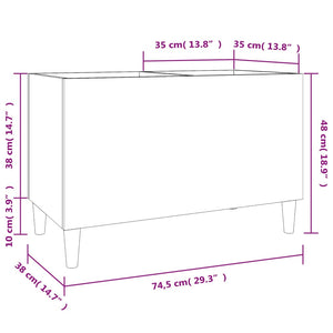 vidaXL Record Cabinet Black 74.5x38x48 cm Engineered Wood