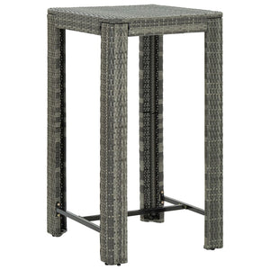 vidaXL 3 Piece Garden Bar Set Grey Poly Rattan&Solid Wood Acacia