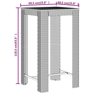 vidaXL 3 Piece Garden Bar Set Grey Poly Rattan&Solid Wood Acacia