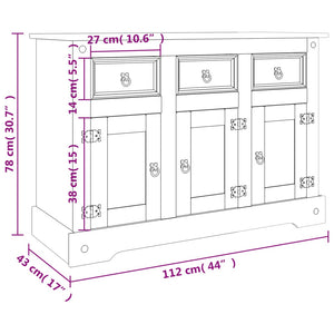 vidaXL Sideboard Corona Brown 112x43x78 cm Solid Wood Mexican Pine