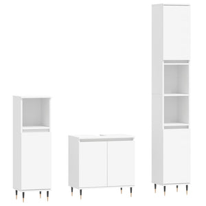 vidaXL 3 Piece Bathroom Cabinet Set White Engineered Wood