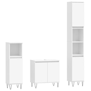 vidaXL 3 Piece Bathroom Cabinet Set White Engineered Wood