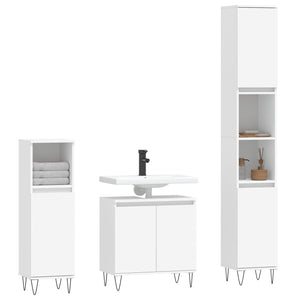 vidaXL 3 Piece Bathroom Cabinet Set White Engineered Wood