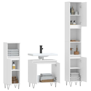 vidaXL 3 Piece Bathroom Cabinet Set White Engineered Wood