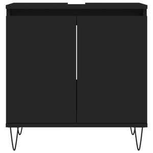 vidaXL 3 Piece Bathroom Cabinet Set Black Engineered Wood