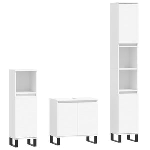 vidaXL 3 Piece Bathroom Cabinet Set White Engineered Wood