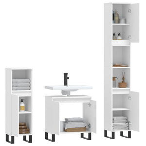 vidaXL 3 Piece Bathroom Cabinet Set White Engineered Wood