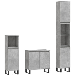 vidaXL 3 Piece Bathroom Cabinet Set Concrete Grey Engineered Wood