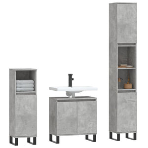 vidaXL 3 Piece Bathroom Cabinet Set Concrete Grey Engineered Wood