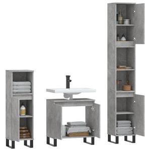 vidaXL 3 Piece Bathroom Cabinet Set Concrete Grey Engineered Wood