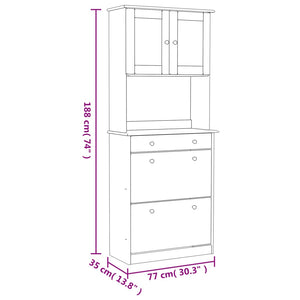 vidaXL Highboard ALTA White 77x35x188cm Solid Wood Pine