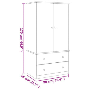 vidaXL Wardrobe ALTA White 90x55x170 cm Solid Wood Pine